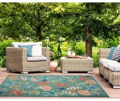 Lush Decor Marina Starfish Song Indoor/Outdoor Rug
