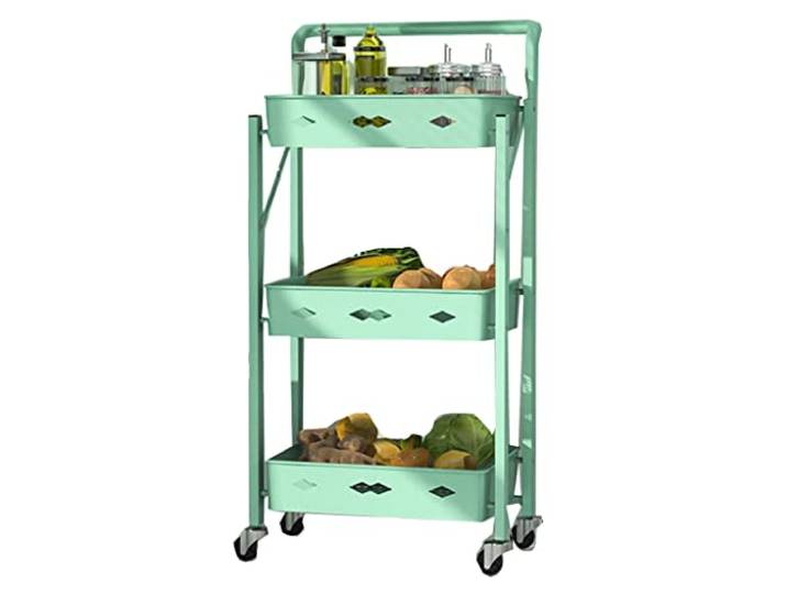 ROHCGHC Rollwagen, 3-stöckiger Aufbewahrungswagen mit Rädern Bad schmale Bereiche(/Green,A)