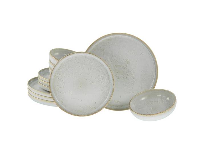 Tafelservice Uno Vintage 12--teilig., Grauweiß