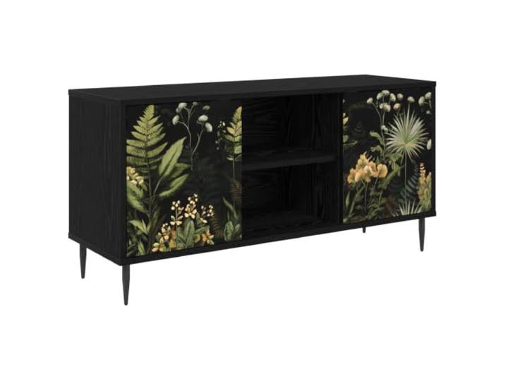 Makastle TV-Schrank 102x33x51 cm Schwarz Eichen-Optik