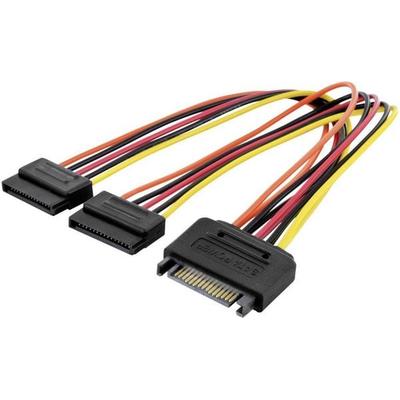 Digitus Computer, Strom Kabel [2x SATA-Strom-Buchse 15pol. - 1x SATA-Strom-Stecker 15pol.] 0.15 m Bunt