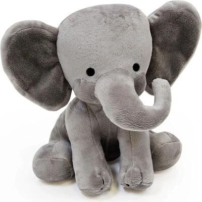Inspired Living 10 Inch Gray Elephant Plush Pillow Soft Kawaii Stuffed Animal For Babies & Cozy Decor gray
