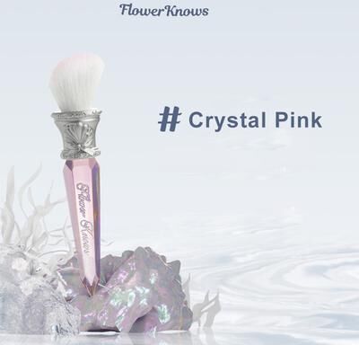 Rare Purchases Flower Knows Shells Jewel Angled Blush Brush Crystal Handle Contour Highlight Brush Vegan Cruelty Free Face Tool crystal Pink