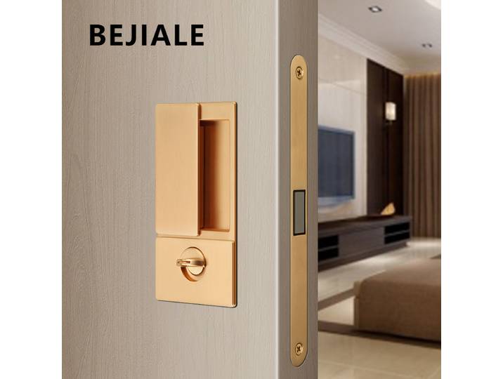 Serrure de porte de chambre minimaliste, serrure plate invisible intégrée sans poignée pour porte en bois massif, serrure magnétique silencieuse