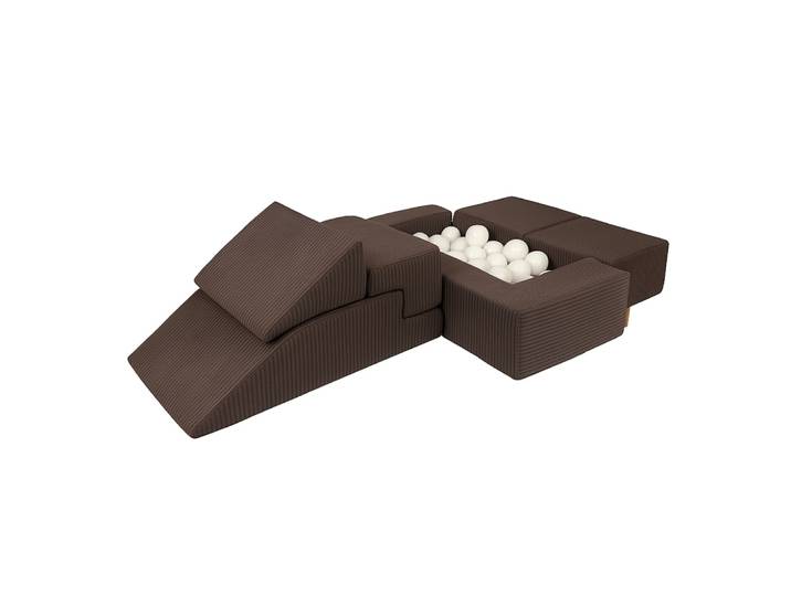 Ensemble modulable enfant 6 blocs en velours côtelé, marron