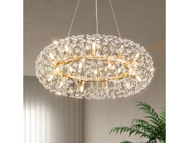 Lustre en cristal K9 Pissenlit de luxe léger, Lampe boule scintillante tendance, Éclairage moderne pour chambre, salon et salle à manger