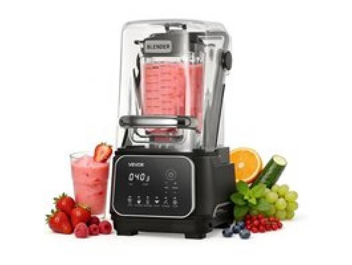 VEVOR Standmixer 2 L Smoothie Mixer mit Schutzabdeckung 2200 W Crushed Ice Maker mit Selbstreinigungsfunktion Einstellbarer Drehzahl 6 Voreingestellte Programme Smoothies Eiscrushing Pürees Schwarz