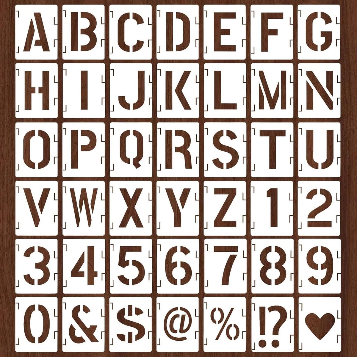 Set van 42 herbruikbare lettersjablonen van 10 cm voor hout, textiel en creatieve projecten