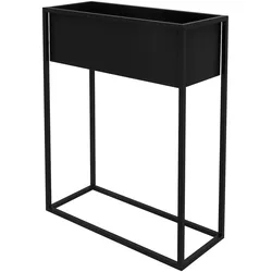 ML-Design Blumenständer Metall schwarz 60×25×78 cm, rechteckiger Pflanzenständer für Innenbereich