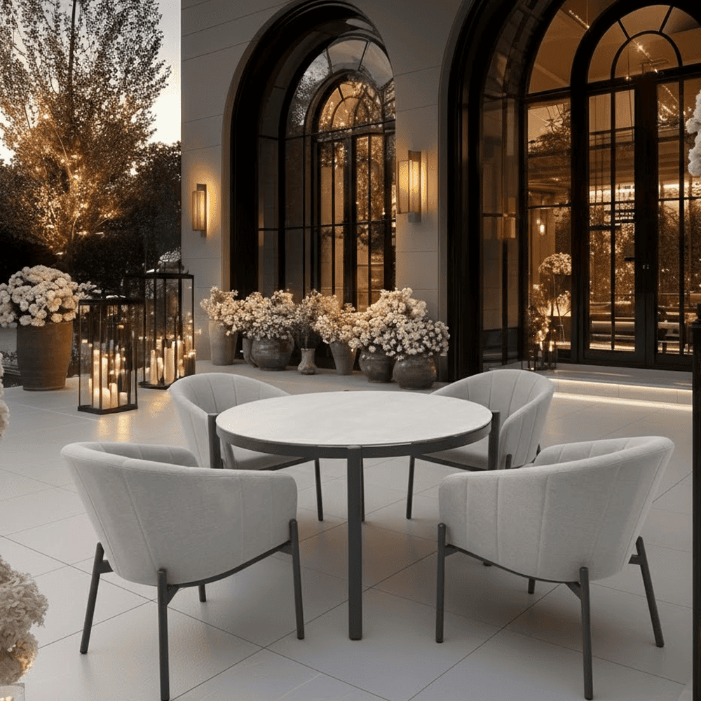 Coppola Putty Outdoor 4 Seater Round Dining Set