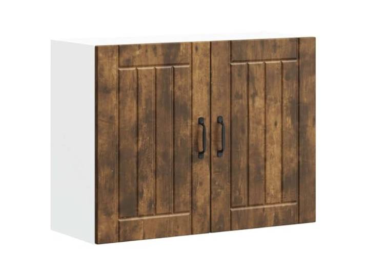 HKTMGDNG Küchen-Hängeschrank Lucca 80x31x60 cm Räuchereiche Holzwerkstoff Kompakter Hängeschrank mit Glastüren für Essbereich & Küche: Bis 70 kg belastbar, schützt Geschirr vor Staub.