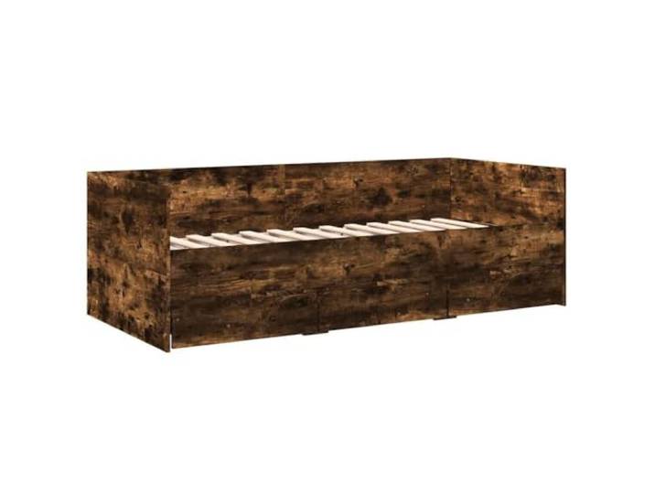 KTHLBRH Schlafsofa mit Schubladen, Eichenholz, Rauchgrau, 75 x 190 cm 3 Schubladen mit Rollen, mehrschichtiger Holzrahmen mit Lattenrost, für Wohnzimmer und Schlafzimmer