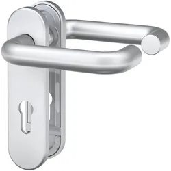 BASI, Türgriff + Türgarnitur, 7519-0501, Schlüssellose Türdrückergarnitur, Aluminium, Aluminium, Matt, DIN 182