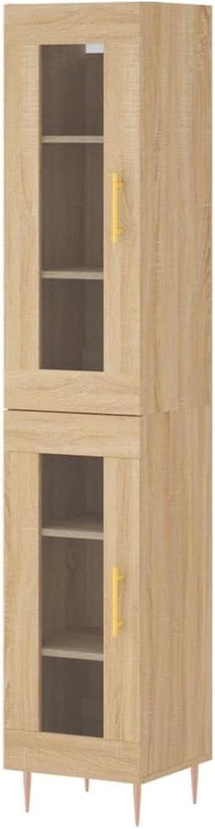 Highboard kast Sonoma eiken met ijzeren poten voor de woonkamer, Hoogte: 180 cm