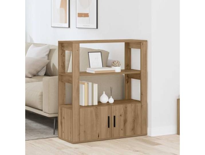 RJPLMFV Anrichte Eiche Handarbeit 30 x 80 x 90 cm Holz Glatte Türen, geräumige Regale, Stangengriffe, einfache Montage für modernes Wohnzimmer