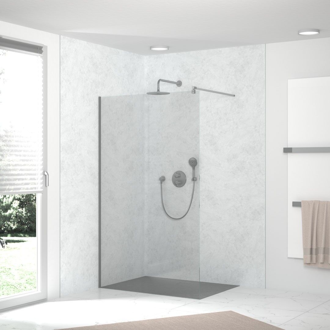 HSK Duschkabinenbau KG HSK RenoDeco-Designplatte Naturstein Marmor, Weiß-Grau 100 x 255 cm Struktur-Oberfläche, 940000-603 940000-603