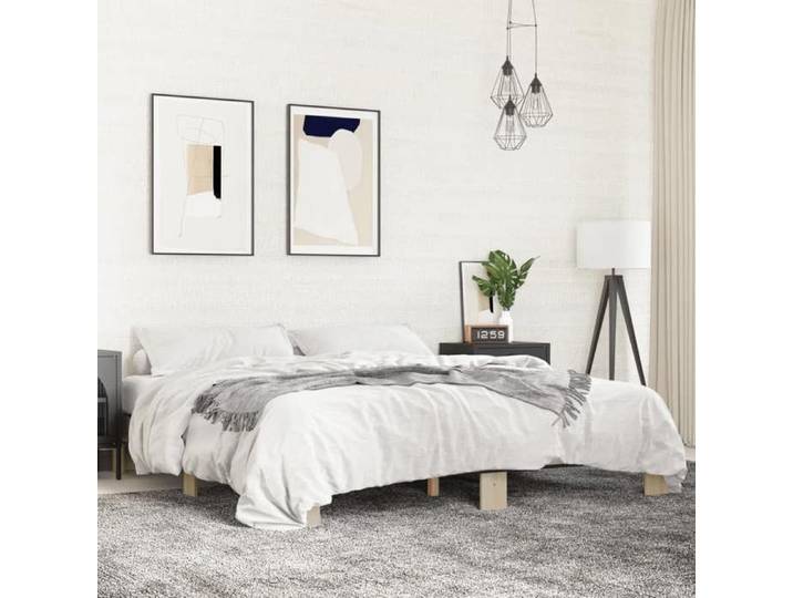 Bed Frame Sonoma Oak 200x200 cm Engineered Wood and Metal bed guest bed double bed bedroom furniture bed base 3280218