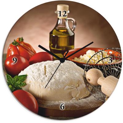 Wanduhr ARTLAND "Teig für Pizza", beige (natur), T:1,8cm, Wanduhren, Wanduhr, wahlweise mit Quarz- oder Funkuhrwerk, lautlos ohne Tickgeräusche