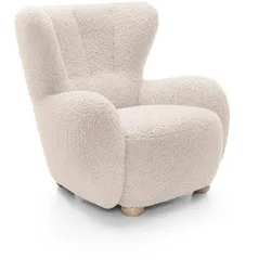 SESSEL MIST, Polstersessel Klassisch Loungesessel, Bucle-Stoff Creme