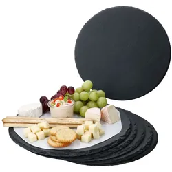 6x Schieferplatten rund Ø30cm Untersetzer Pizza-Teller Servier-Platte Naturschiefer