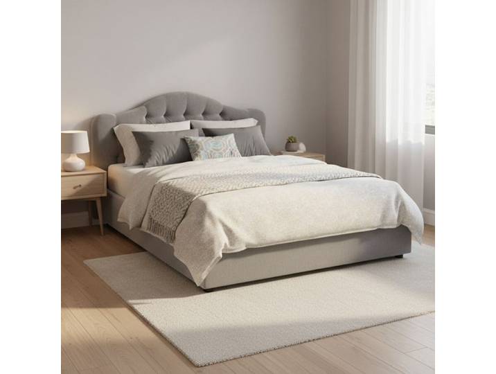 Lit Double Alfer Dmora en Tissu Gris