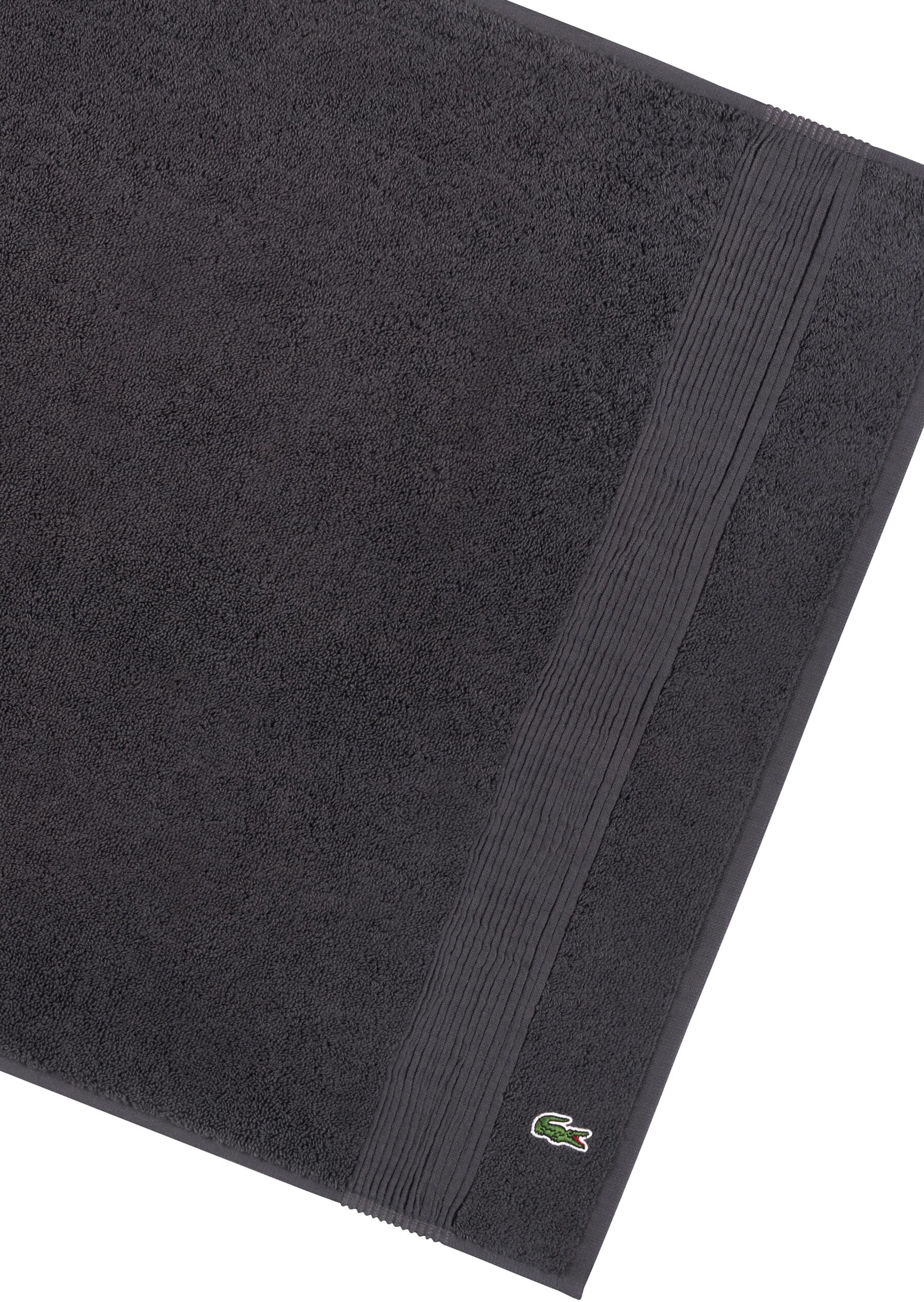 Badematte LACOSTE "LLECROCO", grau (bitume), H:3mm, Baumwolle, Badematten, Badematte, mit Label-Applikationen bitume (50cm x 70cm )