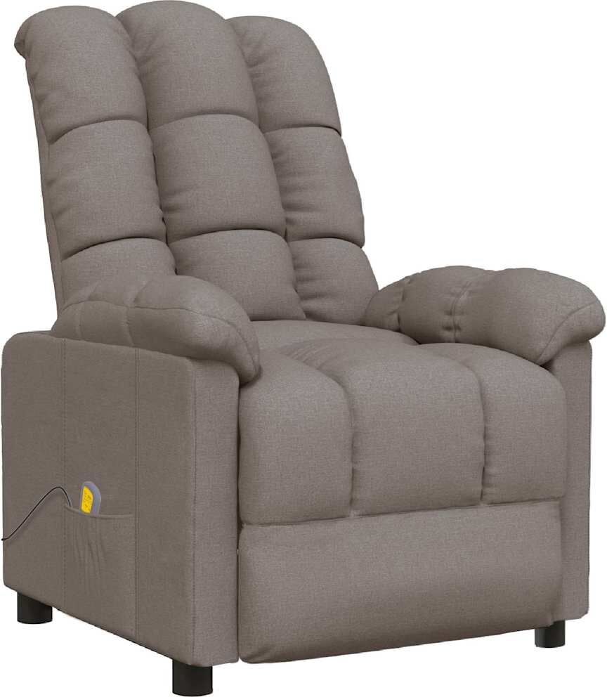 vidaXL Fauteuil de massage Taupe Tissu