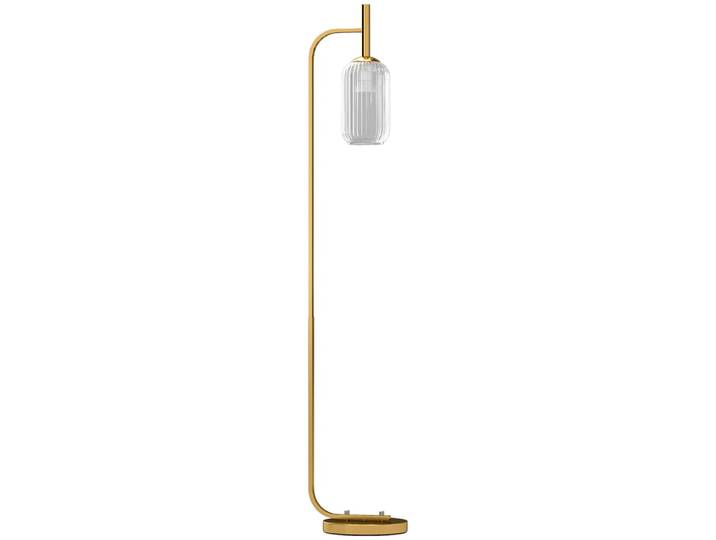 Lampadaire sur pied 152 cm avec abat-jour verre texturé métal or