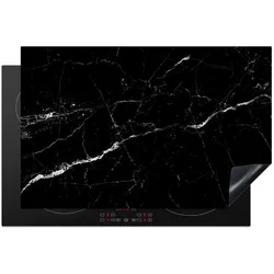 HERDABDECKPLATTE Marmoroptik - Schwarz - Luxus Glaskeramikkochfeldabdeckung 80x52 cm