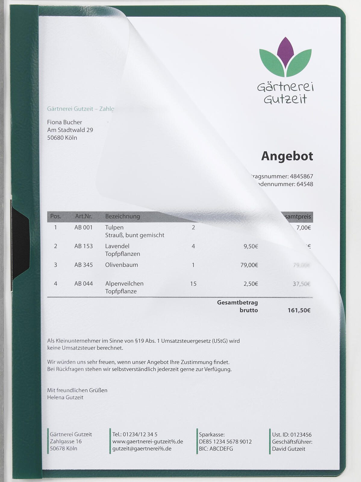 neutral Klemmhefter DIN A4 grün 038-2345-004-04