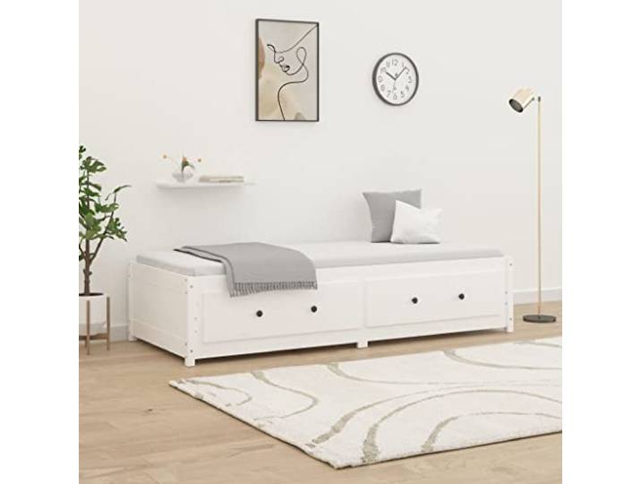 RJPLMFV Tagesbett ohne Matratze, Weiß, 80 x 200 cm Massives Kiefernholz, multifunktionales Schlafsofa, Aufbewahrungsschubladen inklusive