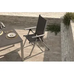 KETTLER BasicPlus Pro Klappstuhl, silber/anthrazit, Aluminium/Textilene, 75 x 62 x 110 cm, klappbar