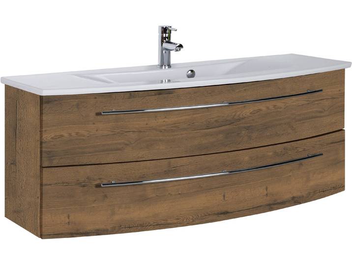 Waschtisch SAPHIR 3040 , braun (eiche struktur braun, eiche struktur braun), B:121cm H:90cm T:51cm, Waschtische, Waschtisch, Breite 121 cm