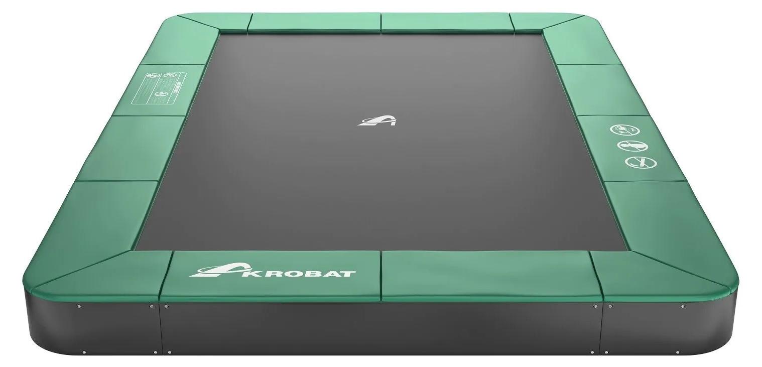 Akrobatischer Trampolin, flach, für den Boden, 380x250 cm, grün, ohne Sicherheitsnetz