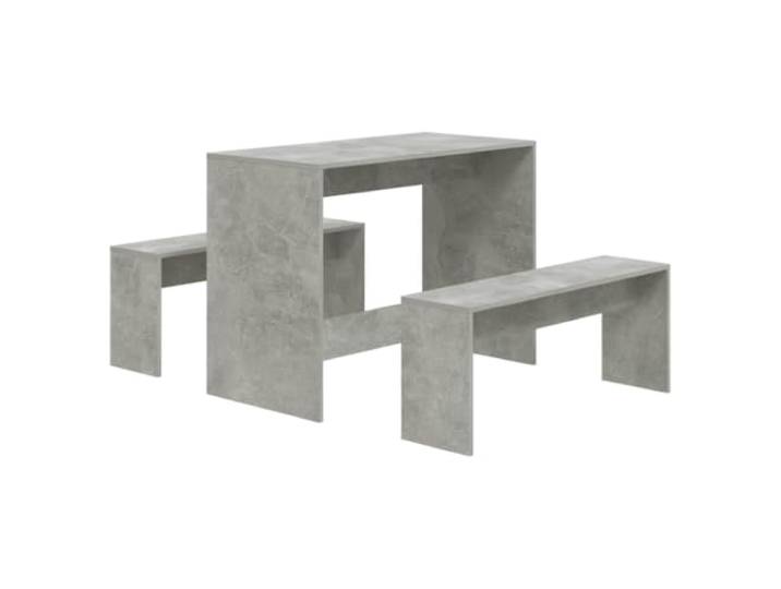 3-tlg. Essgruppe Betongrau Holzwerkstoff Holzwerkstoff, Betongrau, Essbereich, Restaurant, modernes Design, robust, stabil, pflegeleicht, reichlich Sitzplatz,