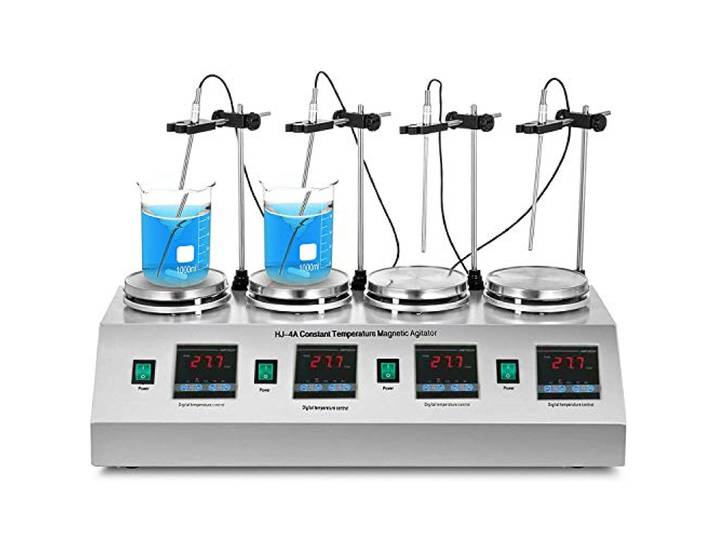 Magnetrührer Mit Heizplatte Labor Magnetrührer Heizplatte 0~2400 RPM Magnetmischer Mixer Heizung Kontrolle Digitalanzeige Rührart (4 Unit Plate)