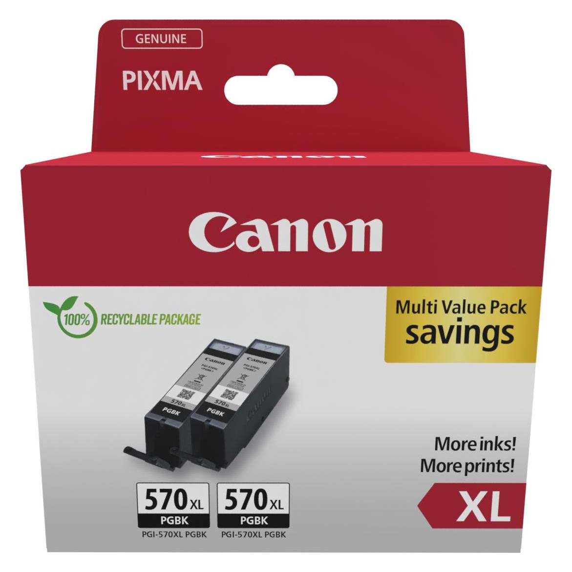 Canon PGI-570XL Ink Cartridge BK TWIN (BK) (0318C010)