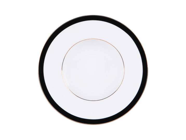 Lot de 6 assiettes à dessert blanches et noires en porcelaine 21 cm