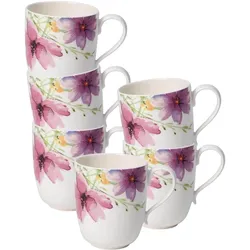 Villeroy & Boch, Tasse, Multipack Mariefleur Tea Becher mit Henkel - 6 Stück (430 ml, 6x)