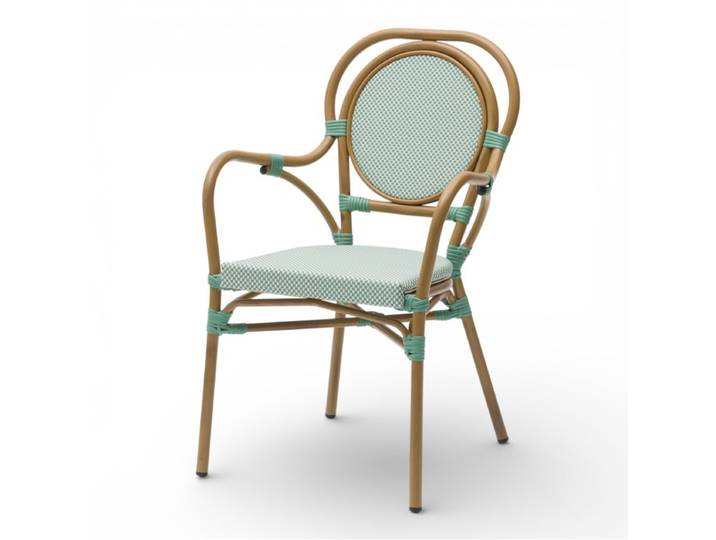 Fauteuil de terrasse MONTAIGNE - Textilène vert clair et blanc