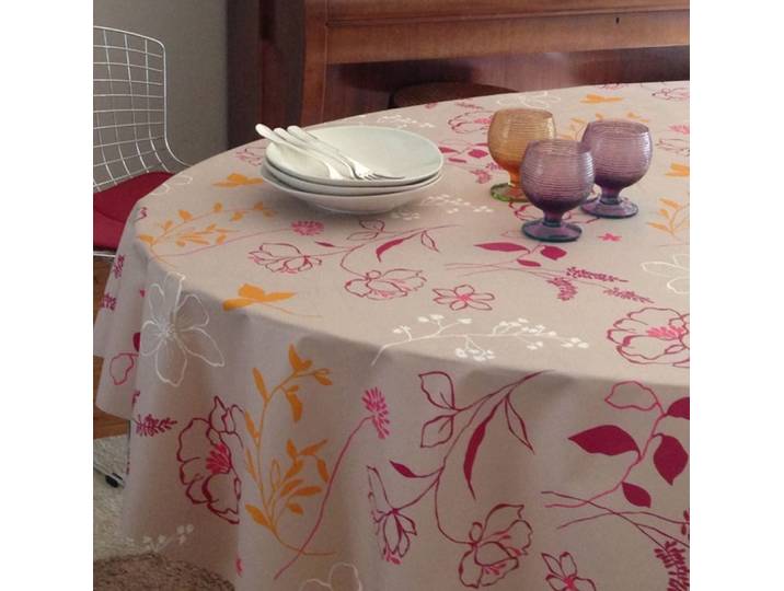 Nappe enduite orange ovale 160 x 200 cm