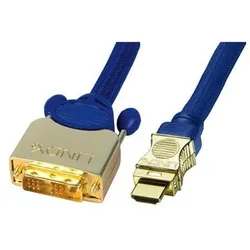 Lindy Premium Gold HDMI-DVI Kabel, 0.5m (0.50 m), Videokabel, Blau