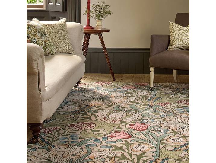 Designer Teppich „Golden Lily“ - handgetuftet, aus 100% reiner Schurwolle 170 x 240 cm Morris & Co