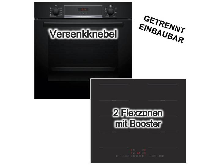 BOSCH Backofen-Set Backofen 3DHeißluft Hydrolyse + Induktionsfeld PKM Flexzonen Booster