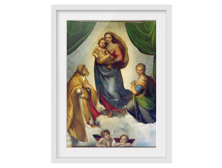 Bild Die Sixtinische Madonna II Teilmassivholz Kiefer, matt lackiert Multicolor 40 x 55cm