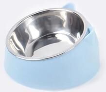 Inspired Finds Elevated Stainless Steel Pet Bowl With 15 Tilt For Cats And Small Dogs blue