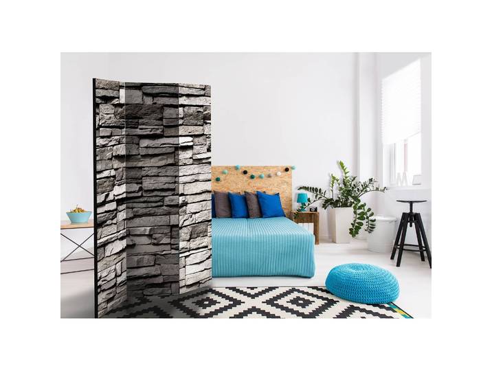 Paravent Stony Facade Fleece Grau 135 x 172cm 3-teilig