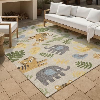 Addison Rugs Machine Washable Indoor/ Outdoor Whimsy Safari Animals Chantille Rug