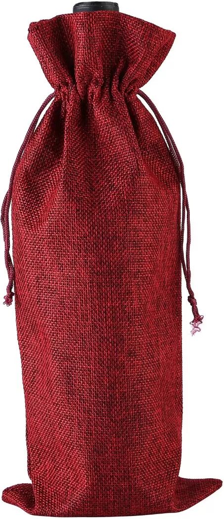 INF 12er Pack Jute Weinbeutel mit Kordelzug - Rustikale Wein Geschenkverpackung für 750ml Flaschen Rot