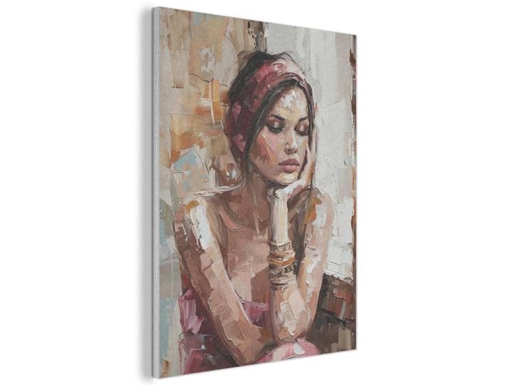 MuchoWow Akustikbild - Frau - Lackierung - Porträt - Modern - 70x100, Altrosa, Kunststoff, Rechteckig, 70x100x0.9 cm, Wandverkleidung, Akustikpaneele